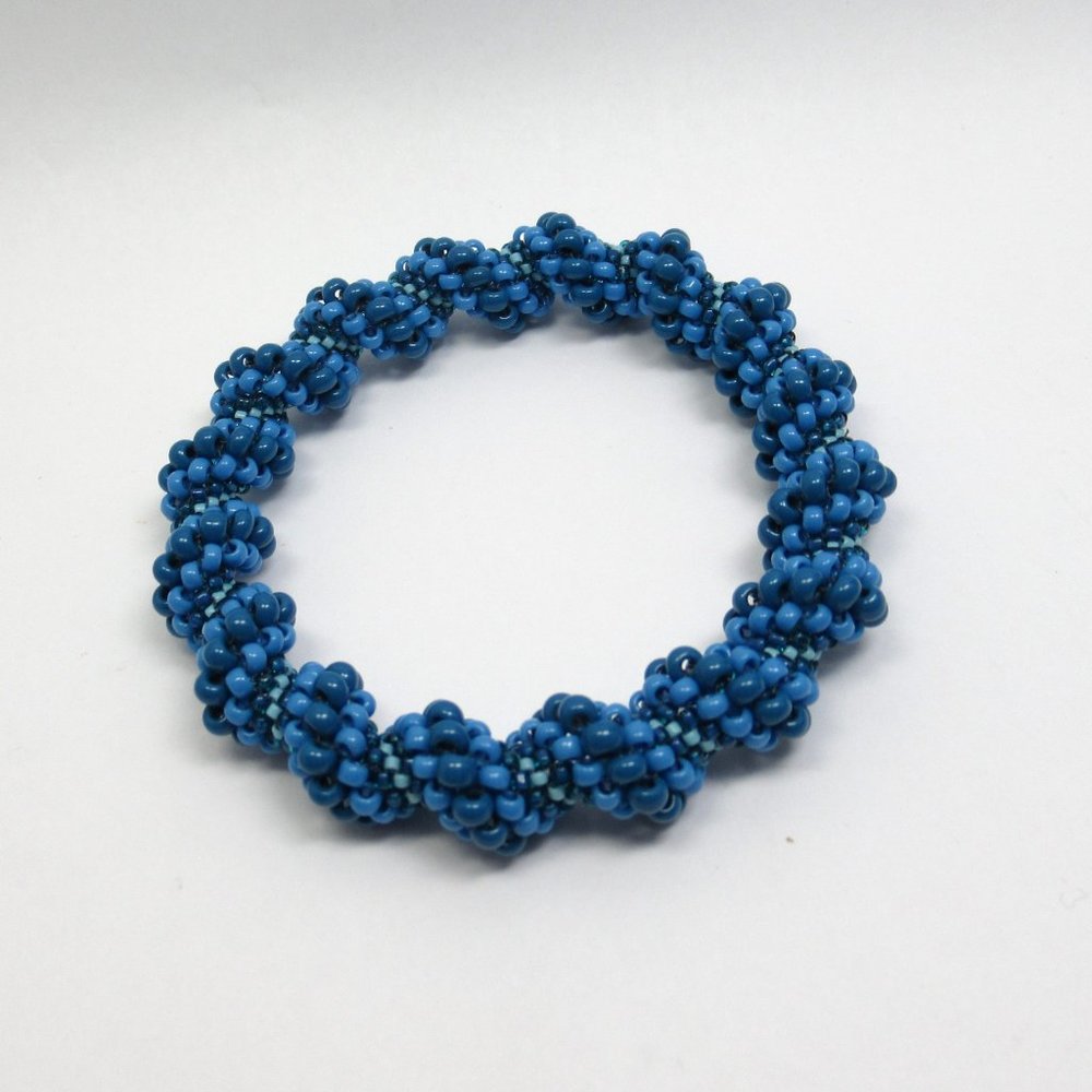 Blue Cellini Spiral beadwoven bracelet